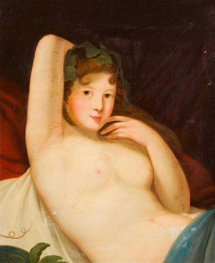 18th CENTURY OIL on CANVAS VENUS OF URBINO by FOLLOWER of TITIAN antique FRAMED - 13