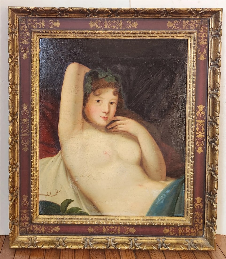 18th CENTURY OIL on CANVAS VENUS OF URBINO by FOLLOWER of TITIAN antique FRAMED - 2