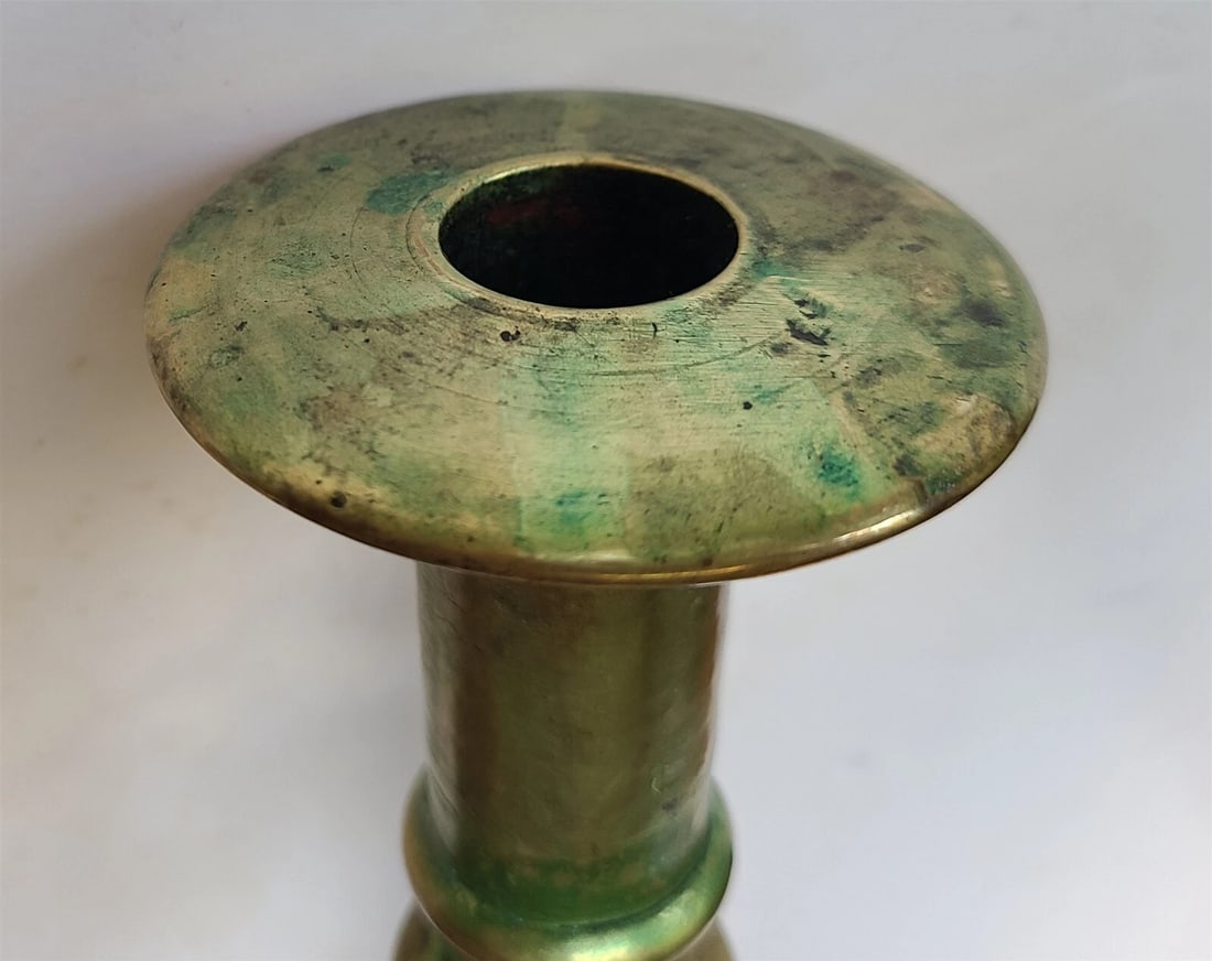 17th century RUSSIAN BRONZE PAIR of CANDLESTICKS antique RARE - 13