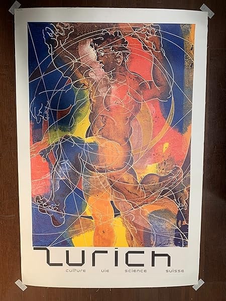 Travel Zurich - Art By Hans Erni (1968) 25.5x40 Swiss Travel Poster LB - 2