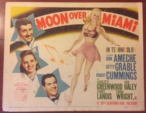 Moon Over Miami (1941) Title Card Poster - Rare Betty Grable!: Title: Moon Over Miami (1941) Title Card Poster - Rare Betty Grable! Description: Moon Over Miami (1941) Title Card Poster - Rare Betty Grable!\n\nPlease refer to the attached photos to determine the 