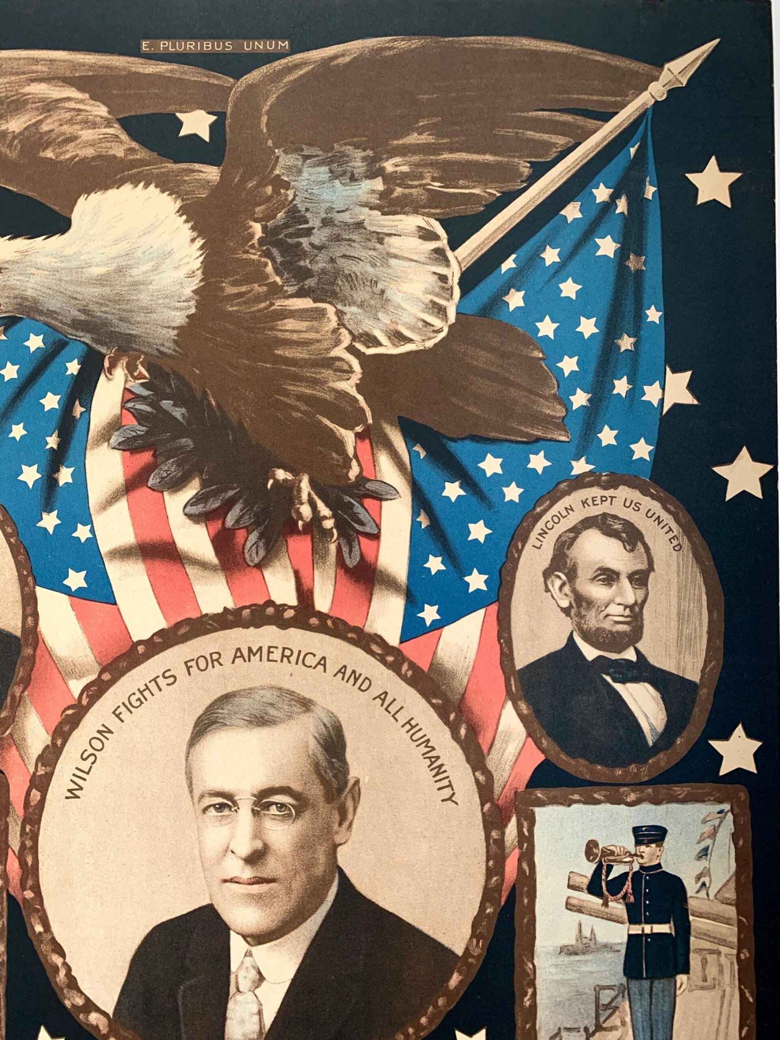 America We Love You - Wilson, Lincoln, Washington (1917) US WWI Memorial Poster LB - 4