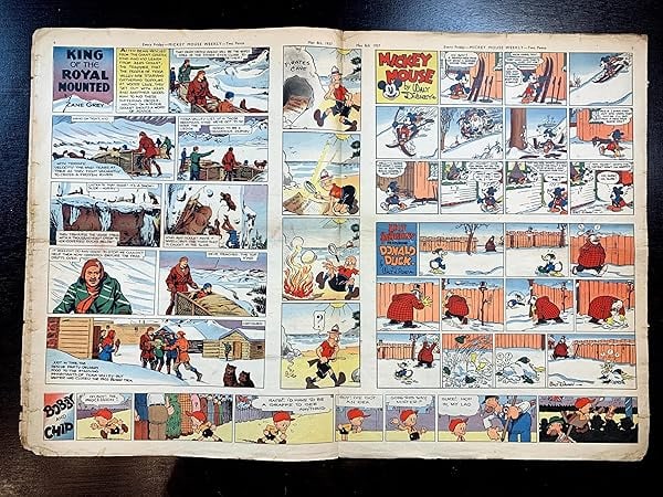 Mickey Mouse Weekly - Very Early Disney (1937) 11 X15 UK Comic Book - 8