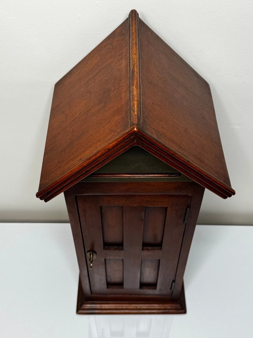 Arts & Crafts–Influenced Mahogany Palace Sentry Indoor Post Box Cabinet & Key - 3