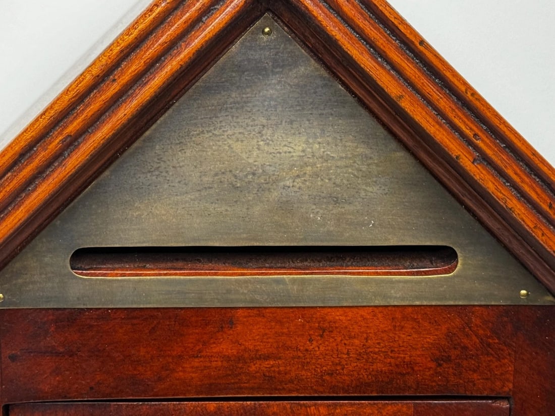 Arts & Crafts–Influenced Mahogany Palace Sentry Indoor Post Box Cabinet & Key - 8