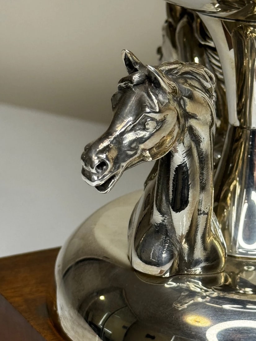 French Silver Plate Equestrian Horse Trophy Style Of Cadre Noir de Saumur - 11