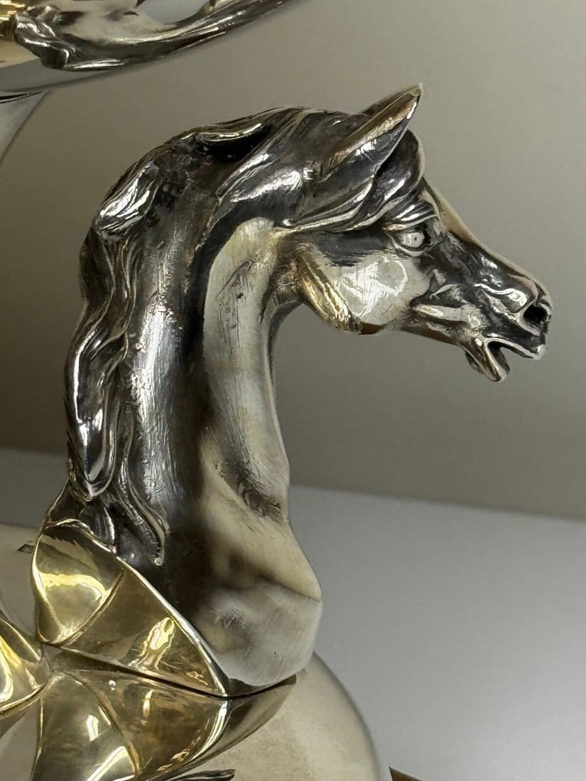 French Silver Plate Equestrian Horse Trophy Style Of Cadre Noir de Saumur - 12