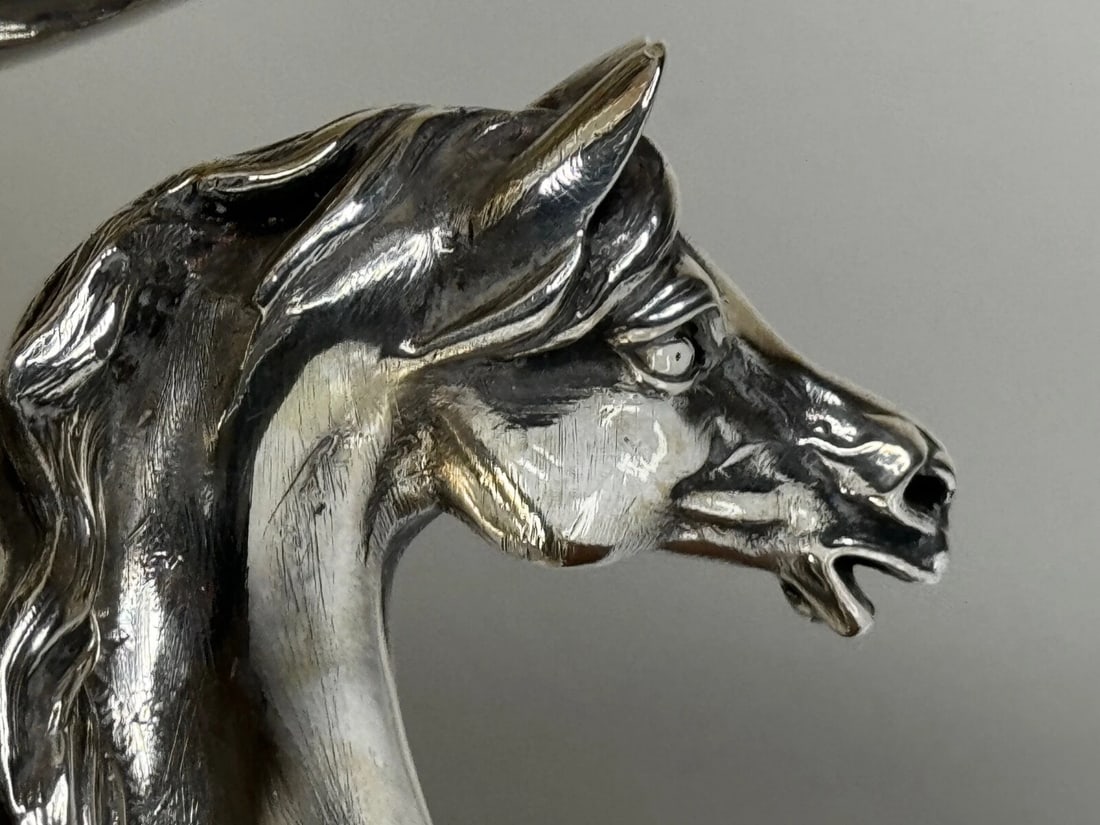 French Silver Plate Equestrian Horse Trophy Style Of Cadre Noir de Saumur - 13