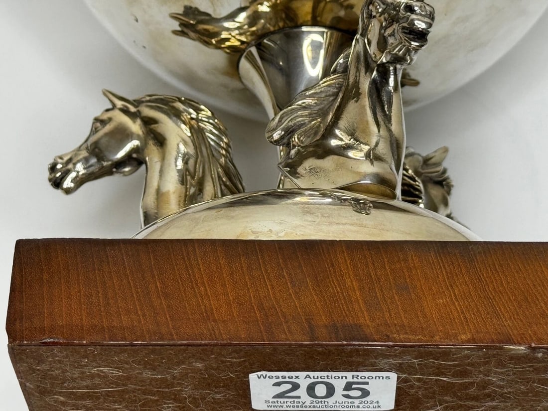 French Silver Plate Equestrian Horse Trophy Style Of Cadre Noir de Saumur - 19