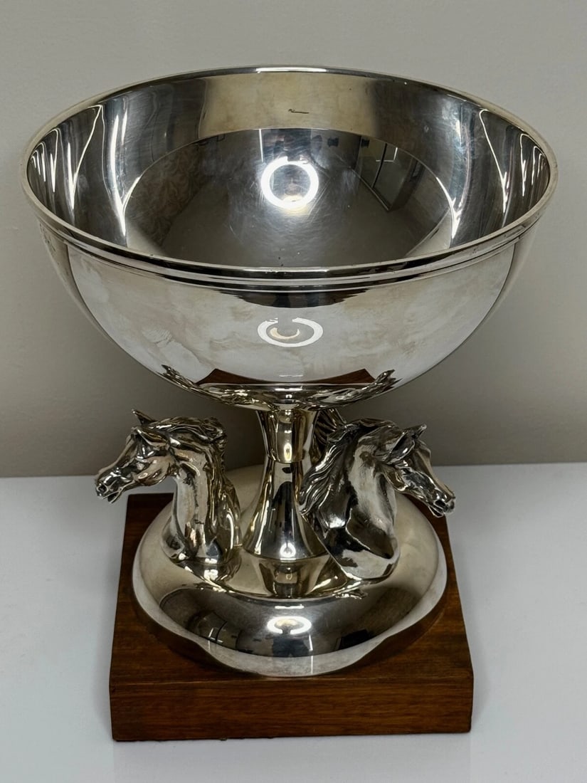 French Silver Plate Equestrian Horse Trophy Style Of Cadre Noir de Saumur - 3