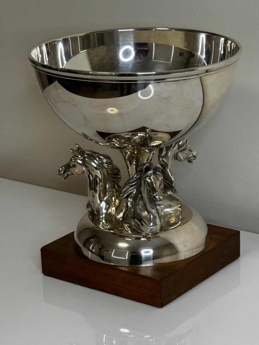 French Silver Plate Equestrian Horse Trophy Style Of Cadre Noir de Saumur - 4