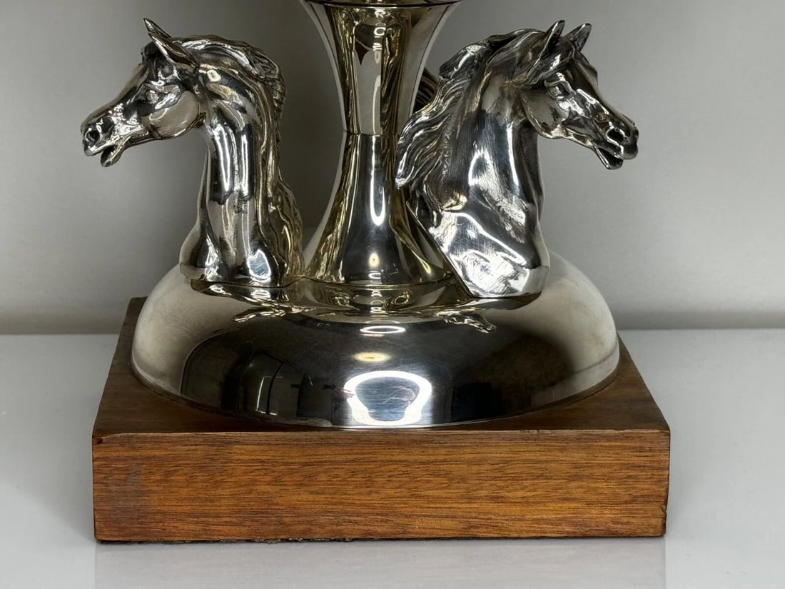 French Silver Plate Equestrian Horse Trophy Style Of Cadre Noir de Saumur - 5