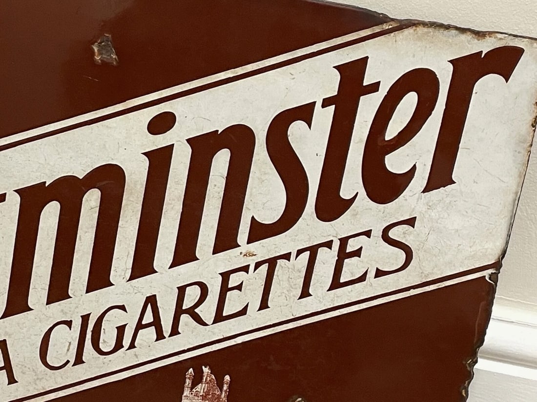 Early 20th Century Double Sided Enamel Westminster Virginia Cigarettes Wall Sign - 11