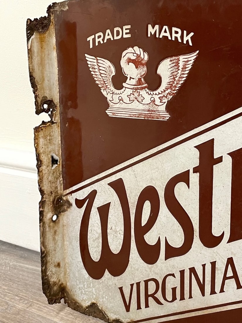 Early 20th Century Double Sided Enamel Westminster Virginia Cigarettes Wall Sign - 6