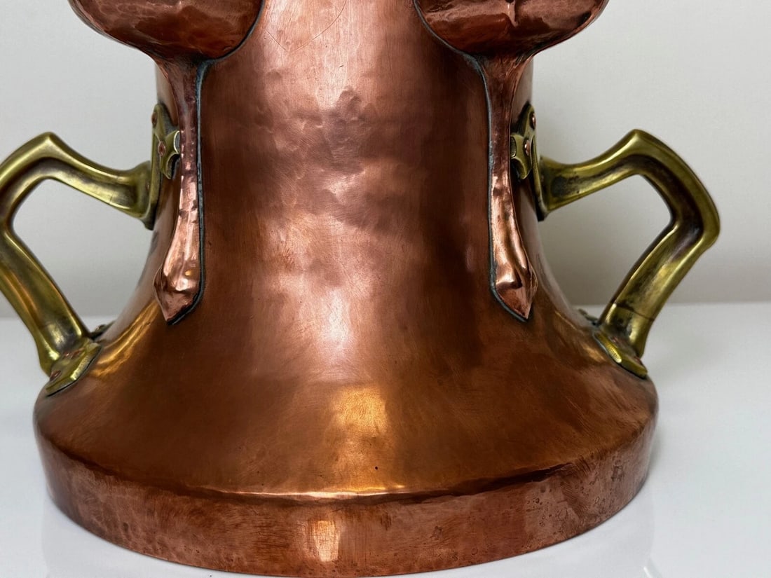 Art Nouveau 19th Century Copper With Brass Handles Floral Tulips Garden Planter - 20