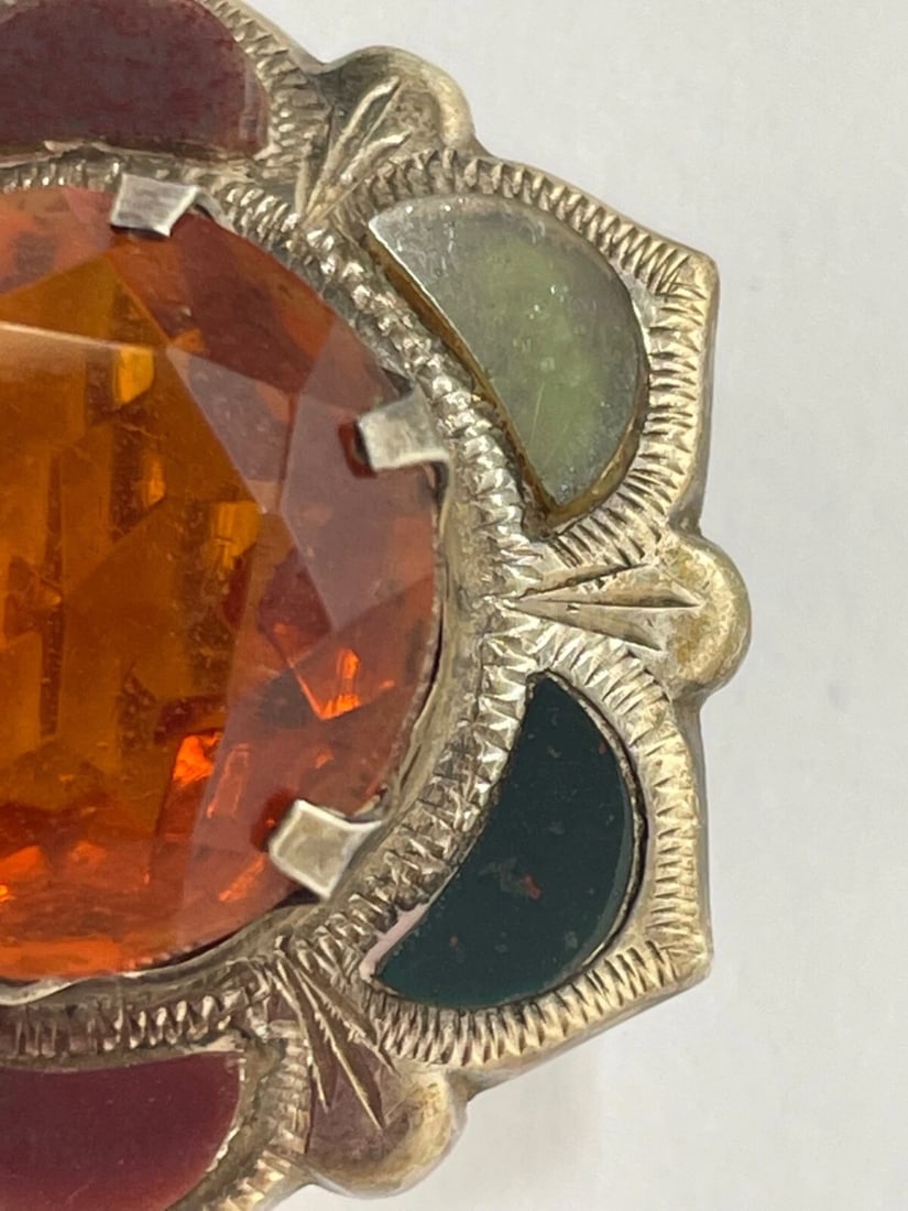 Scottish Art Deco Sterling Silver Agate Pebble Brooch Manner Of Ward Brothers - 10