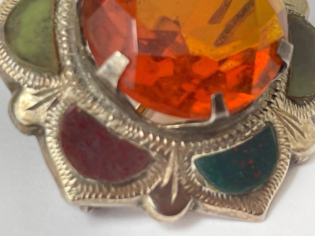 Scottish Art Deco Sterling Silver Agate Pebble Brooch Manner Of Ward Brothers - 4