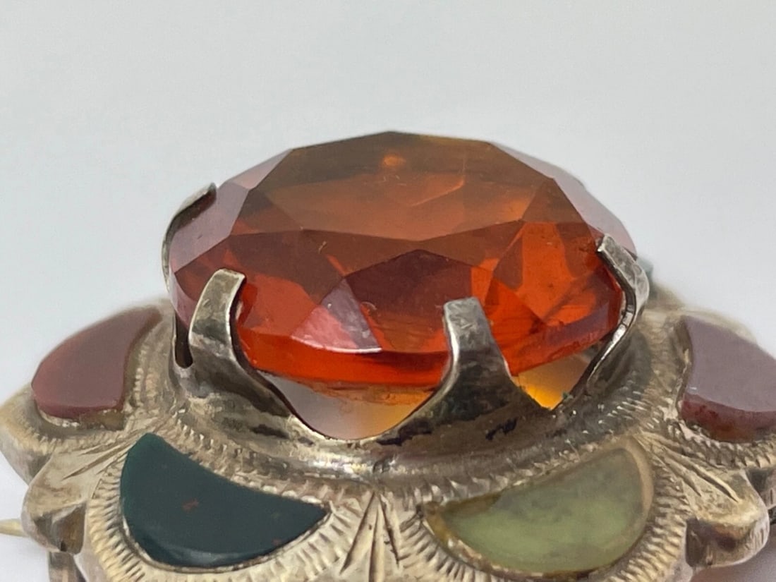 Scottish Art Deco Sterling Silver Agate Pebble Brooch Manner Of Ward Brothers - 6