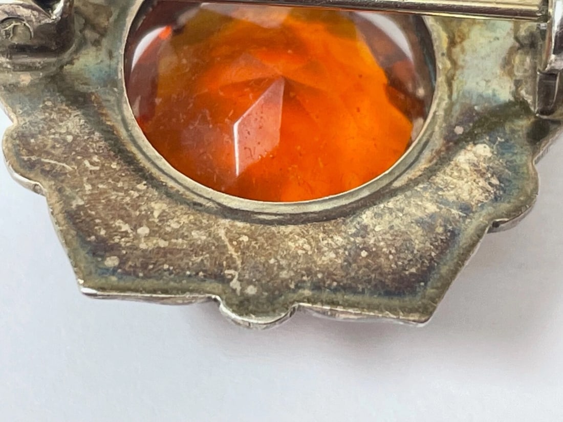 Scottish Art Deco Sterling Silver Agate Pebble Brooch Manner Of Ward Brothers - 9