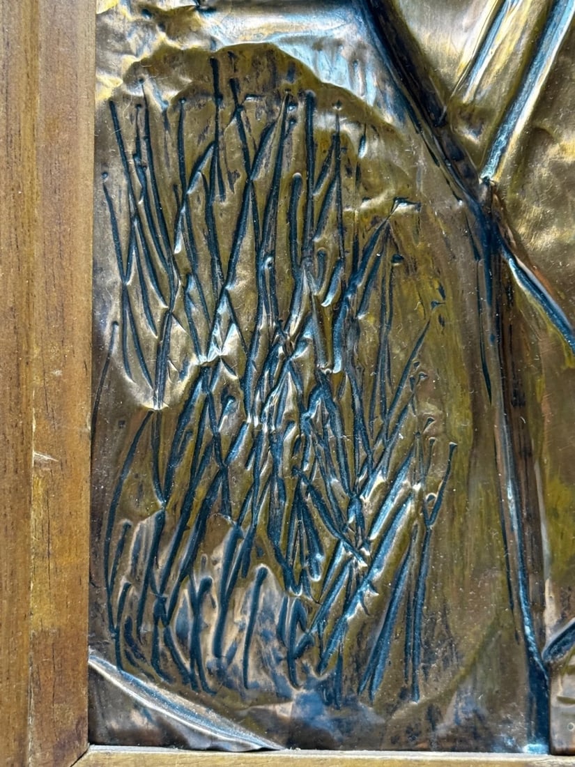 Mid-Century Eastern European Copper Harvest Maiden Hand-Worked Modernist Relief - 11