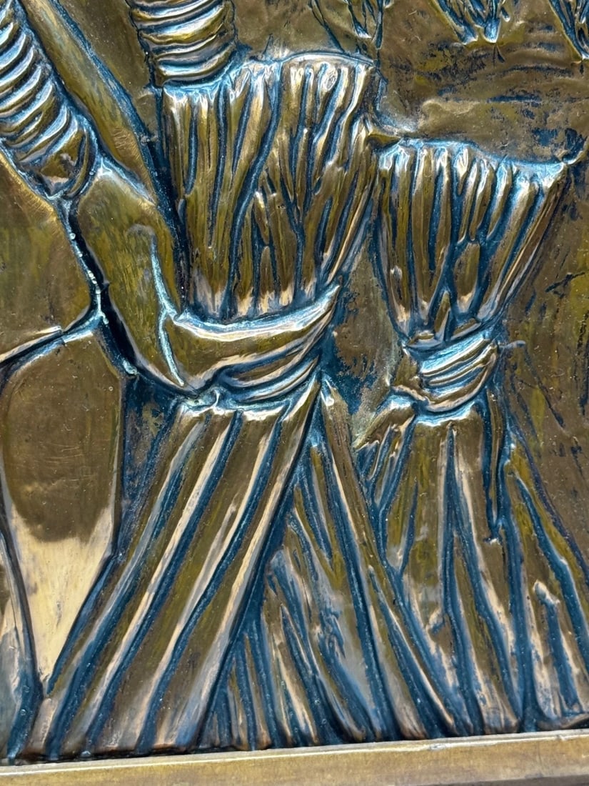 Mid-Century Eastern European Copper Harvest Maiden Hand-Worked Modernist Relief - 13