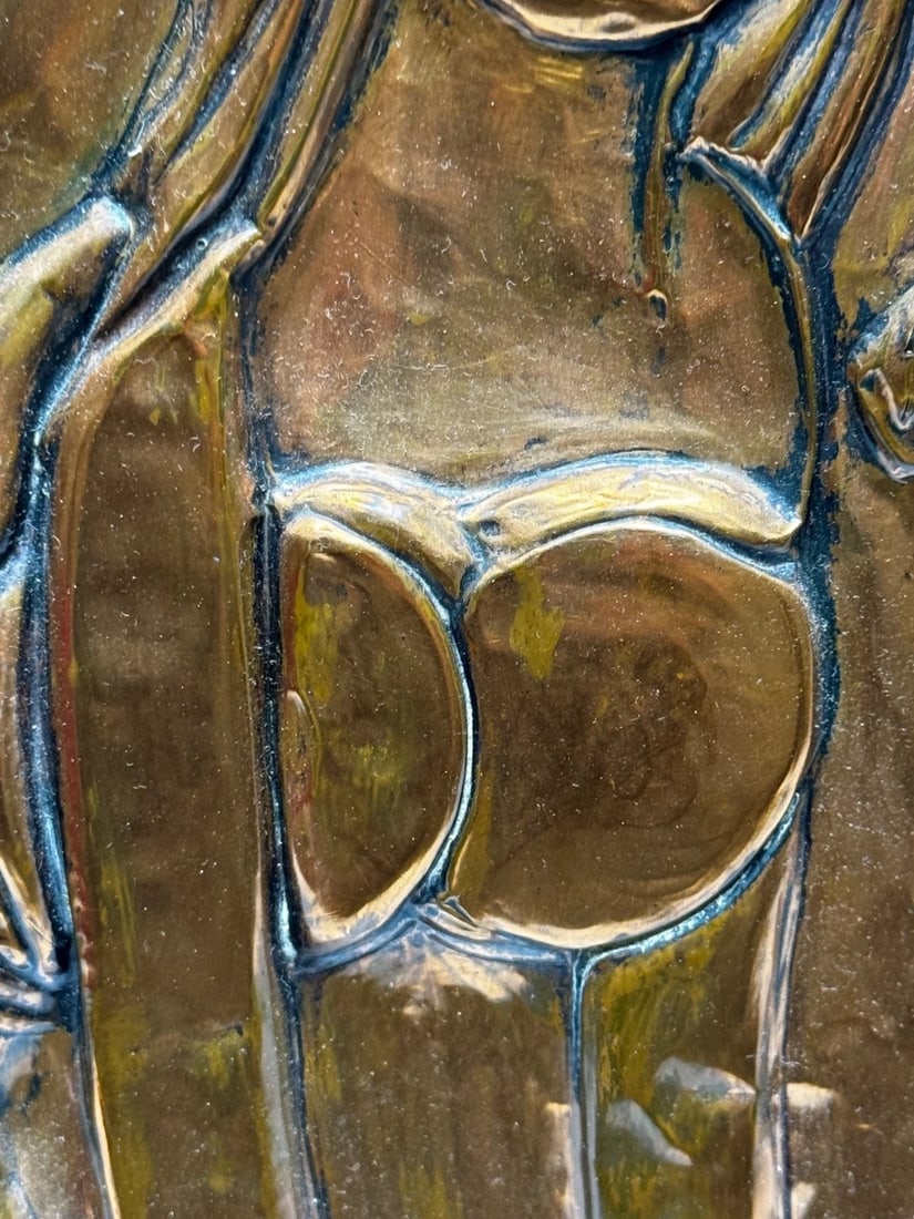 Mid-Century Eastern European Copper Harvest Maiden Hand-Worked Modernist Relief - 7