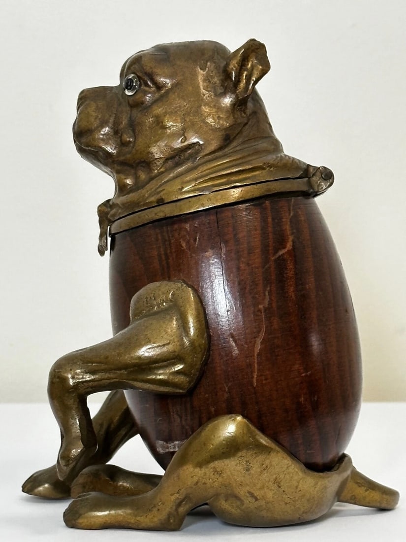 Small Victorian Style Decorative Bulldog Inkwell Named Charlie - 19