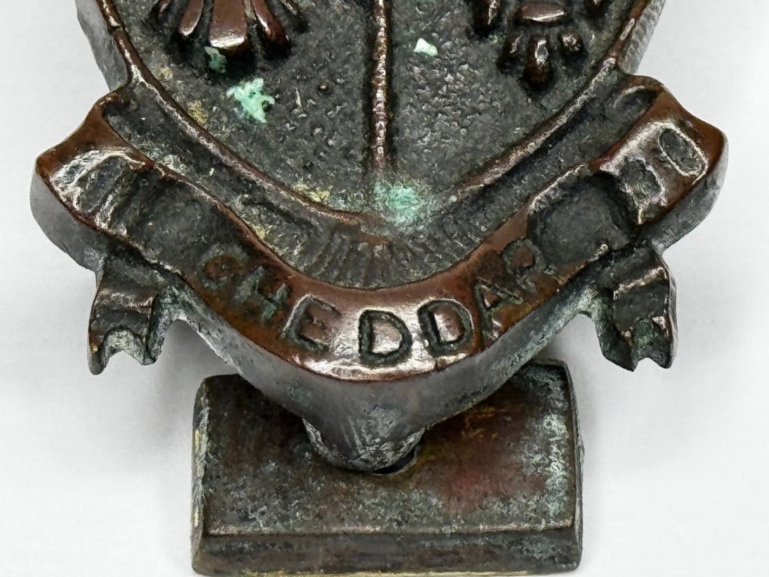 Cheddar Bronze Door Knocker Heraldic Coat of Arms Shield Fleur De Lys C1925 - 11