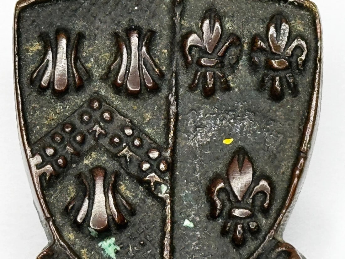 Cheddar Bronze Door Knocker Heraldic Coat of Arms Shield Fleur De Lys C1925 - 12