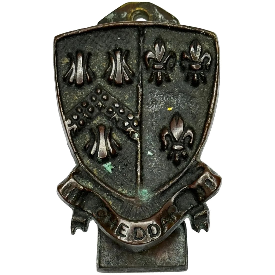 Cheddar Bronze Door Knocker Heraldic Coat of Arms Shield Fleur De Lys C1925: Title: Cheddar Bronze Door Knocker Heraldic Coat of Arms Shield Fleur De Lys C1925 Description: Cheddar Bronze Door Knocker Heraldic Coat of Arms Shield Fleur De Lys C1925 Antique Cheddar Bronze Door
