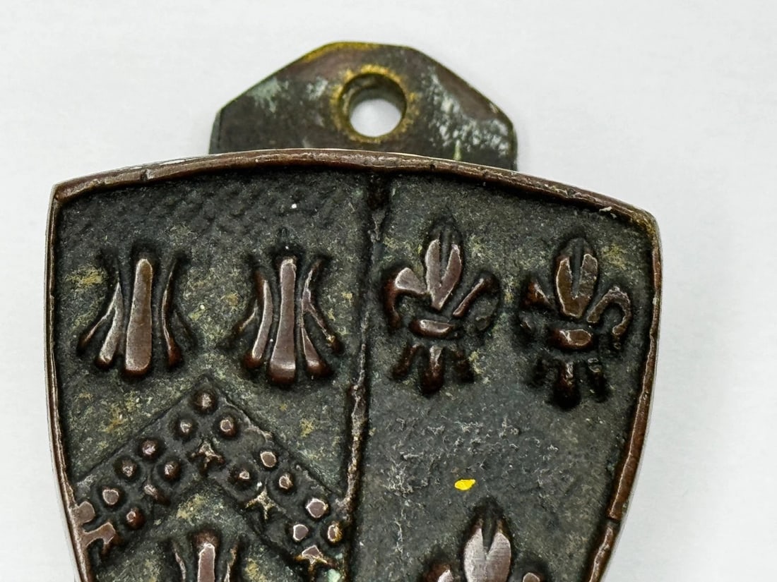Cheddar Bronze Door Knocker Heraldic Coat of Arms Shield Fleur De Lys C1925 - 4