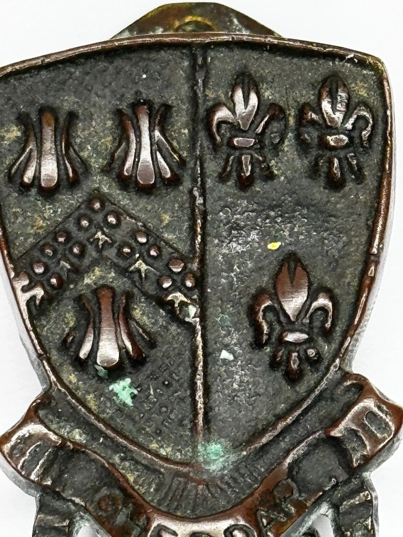 Cheddar Bronze Door Knocker Heraldic Coat of Arms Shield Fleur De Lys C1925 - 5