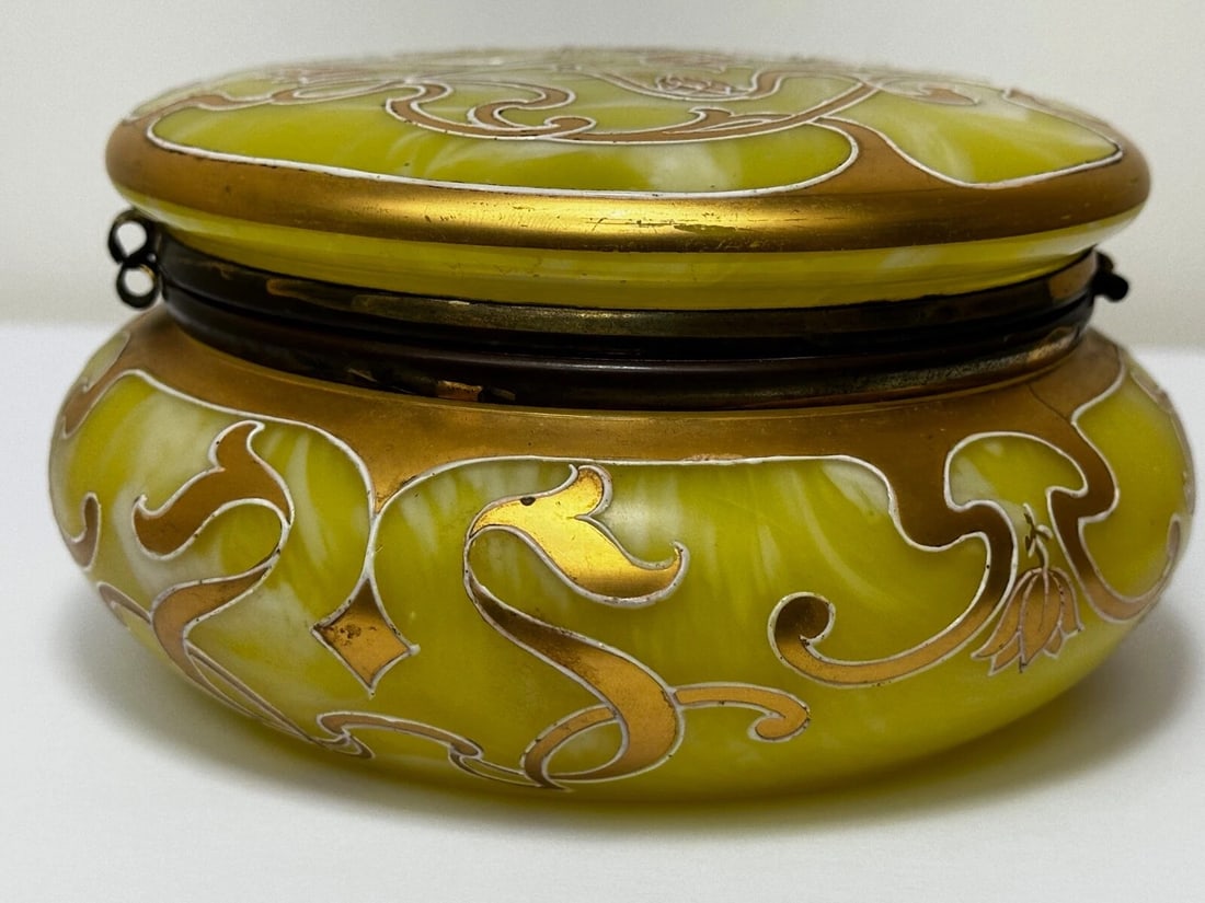 Original Loetz Jugendstil Art Glass Trinket Box - 18