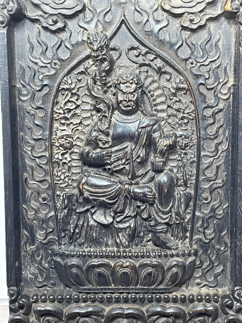 Late Qing Chinese Buddhist Carved Sculpture Wrathful Vajrapāṇi Temple Guardian - 2