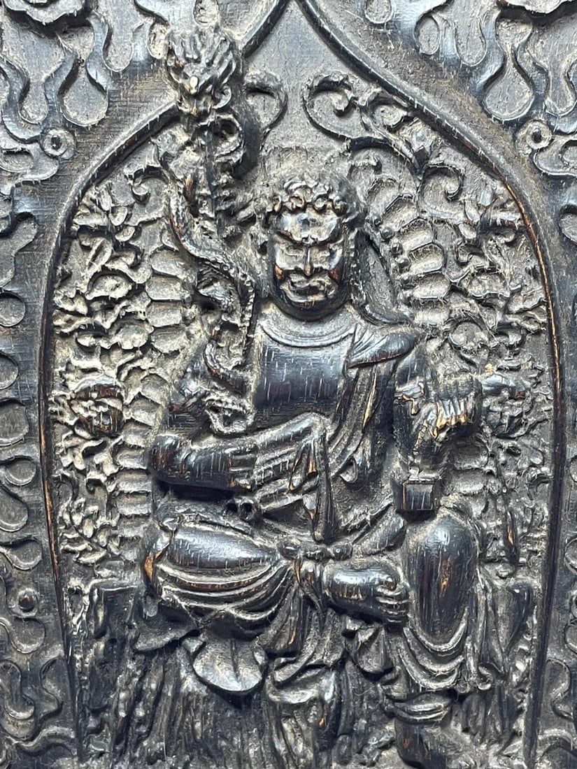 Late Qing Chinese Buddhist Carved Sculpture Wrathful Vajrapāṇi Temple Guardian - 3