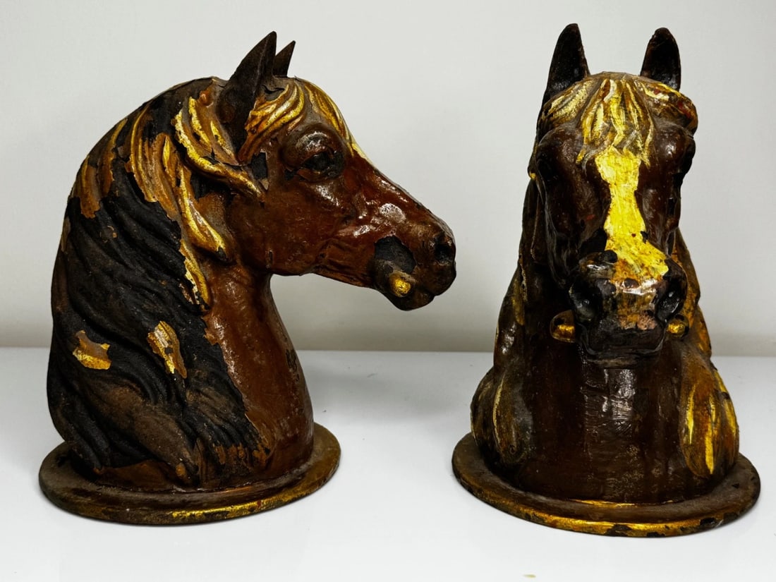 Pair Horse Head Gatepost Finials Attributed Glasgow School Macfarlane’s Foundry - 14