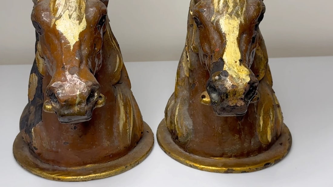 Pair Horse Head Gatepost Finials Attributed Glasgow School Macfarlane’s Foundry - 2