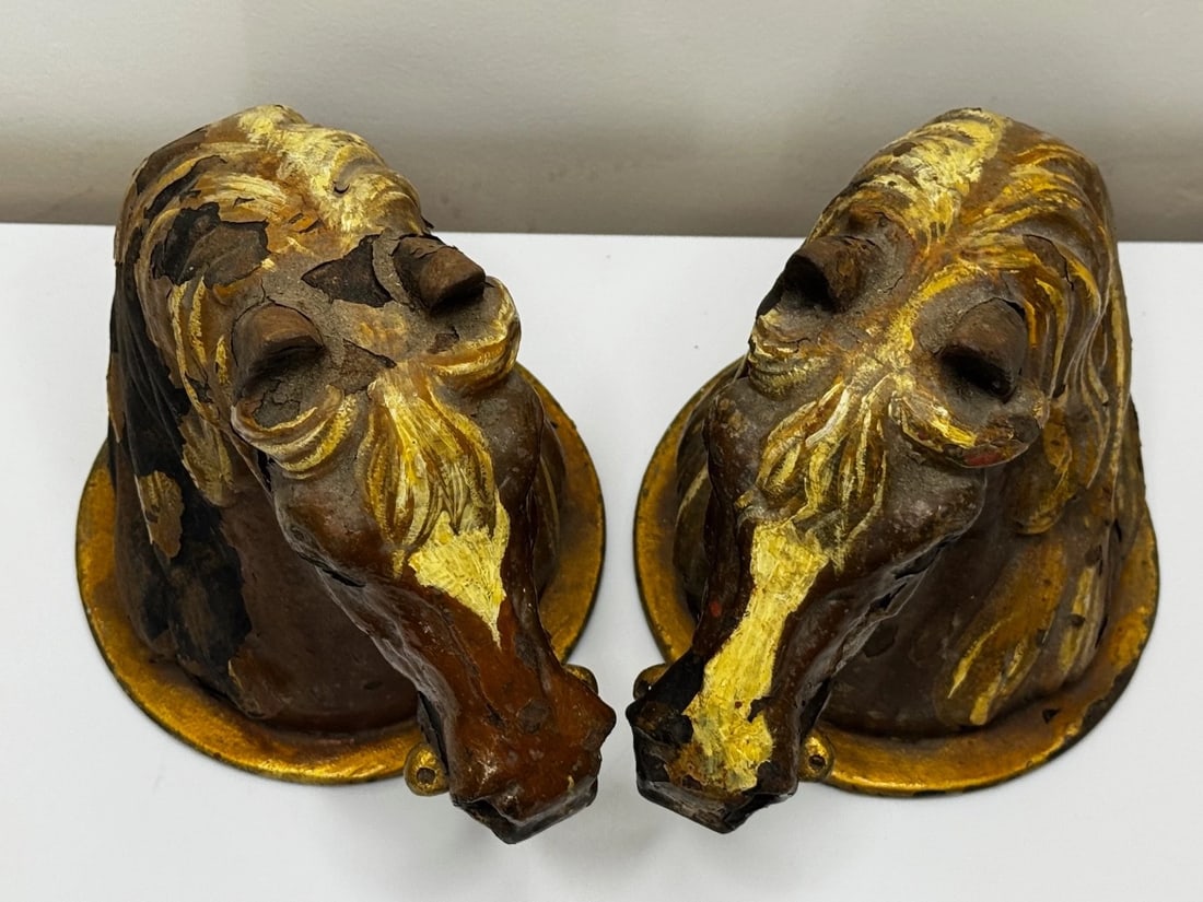 Pair Horse Head Gatepost Finials Attributed Glasgow School Macfarlane’s Foundry - 6