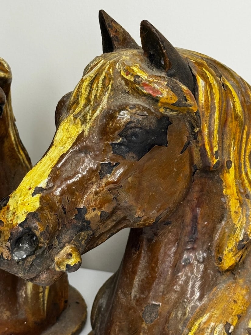 Pair Horse Head Gatepost Finials Attributed Glasgow School Macfarlane’s Foundry - 8