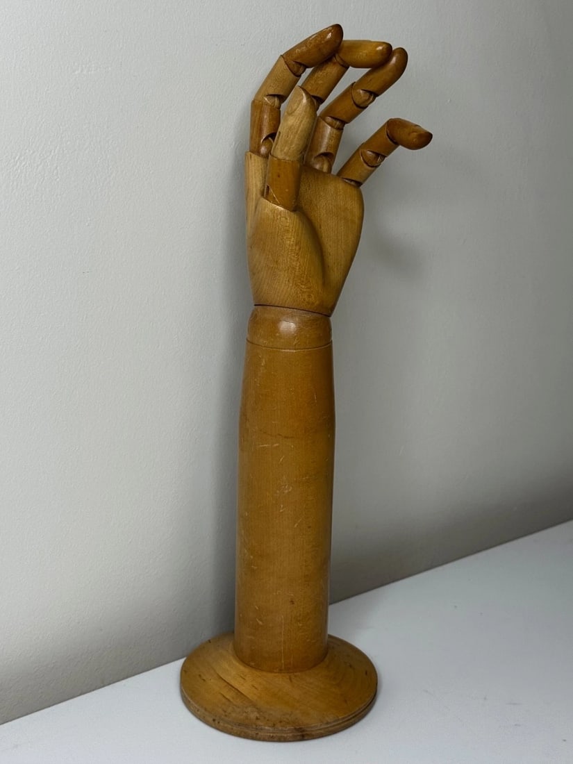 Rare Retail Stand Articulated Hand Model For Dents of Worcester Gloves C1920 - 6
