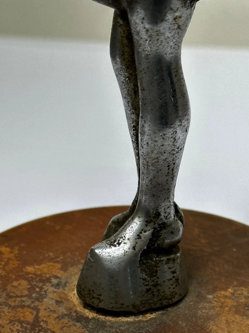 Original Art Deco British Chromed Bronze Lady Dancer Car Mascot Figurine - 18
