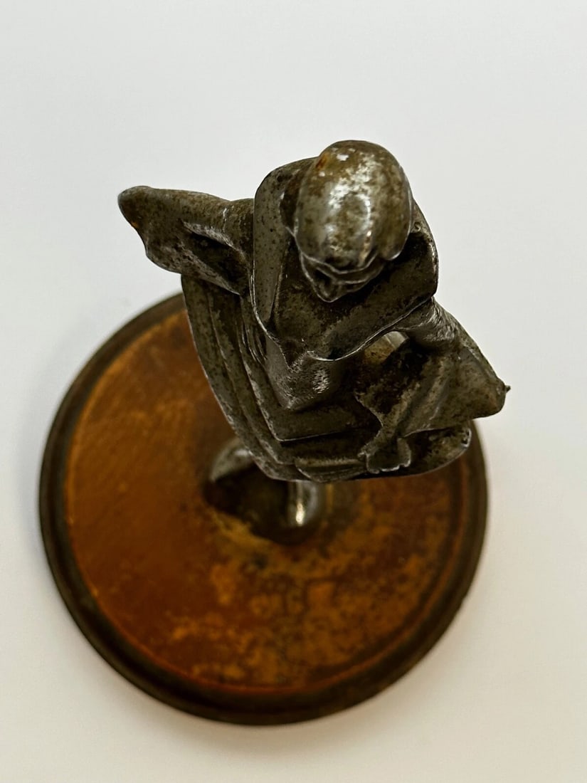 Original Art Deco British Chromed Bronze Lady Dancer Car Mascot Figurine - 6