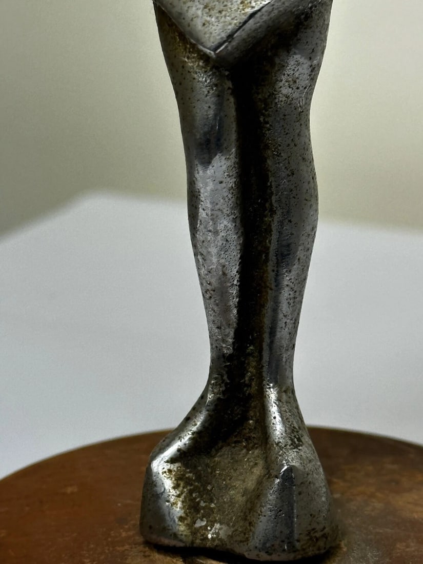 Original Art Deco British Chromed Bronze Lady Dancer Car Mascot Figurine - 7