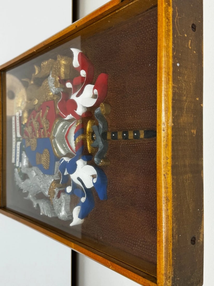 Heraldic Armorial Shire Coat Arms Of Chester Plaster Wall Sculpture In Case - 10