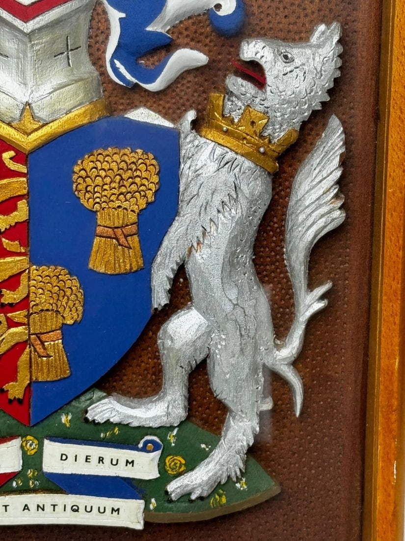 Heraldic Armorial Shire Coat Arms Of Chester Plaster Wall Sculpture In Case - 14