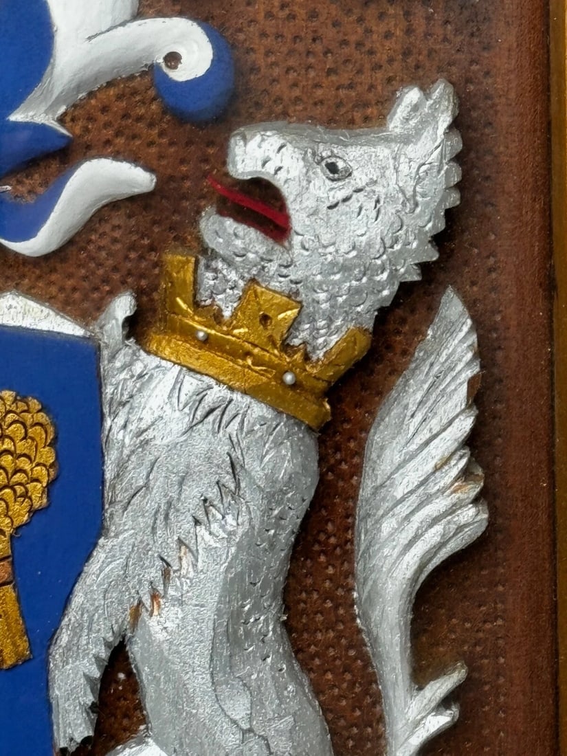 Heraldic Armorial Shire Coat Arms Of Chester Plaster Wall Sculpture In Case - 15