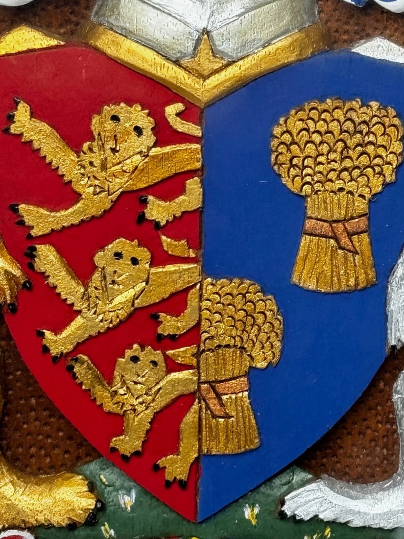 Heraldic Armorial Shire Coat Arms Of Chester Plaster Wall Sculpture In Case - 16