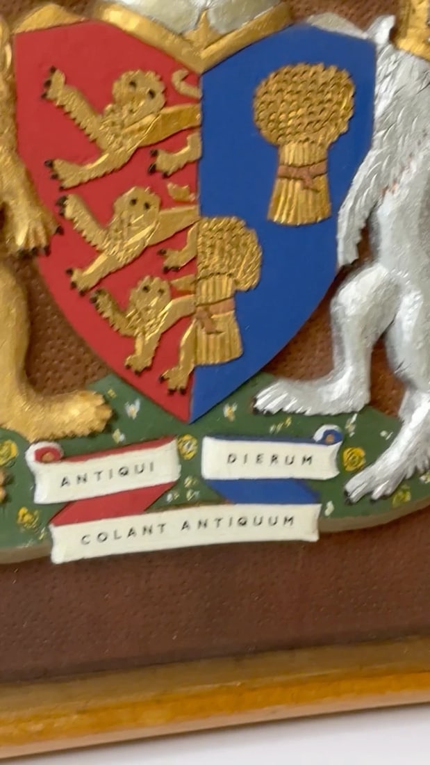 Heraldic Armorial Shire Coat Arms Of Chester Plaster Wall Sculpture In Case - 2