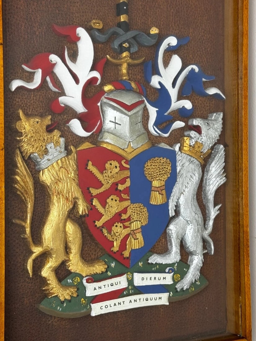 Heraldic Armorial Shire Coat Arms Of Chester Plaster Wall Sculpture In Case - 4