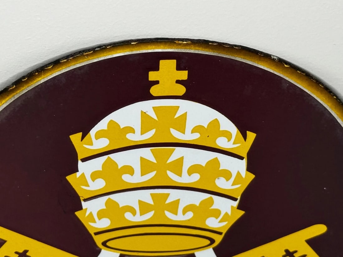 Unique Small Religious Enamel Sign Pope Vatican City State - 5